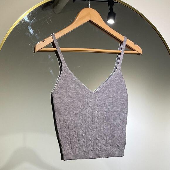 Grey Cable Knit Tank Top M - Picture 3 of 4